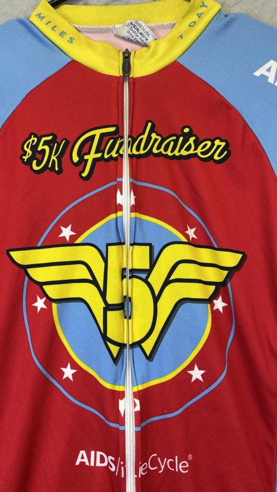 Camiseta masculina de ciclismo Voler pequena com zíper completo $5K arrecadação de fundos AIDS/LifeCycle 2015 EUA - Imagem 2 de 4