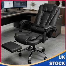 Ergonomics Office Chair w/ Footrest Swivel Leather Gaming Recliner Chair - Black