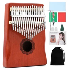 KaLimba Thumb Piano 17 Keys, Red Portable Mbira Finger Piano with Study Instr...