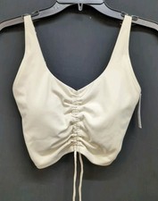 Victoria Secret Pink Relay Ruched Plunge Sports Bra S-DD White Shell