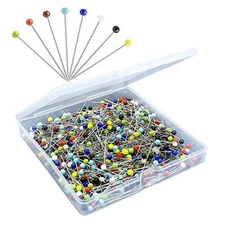 500PCS Sewing Pins for Fabric, Straight Pins with Colored Ball Glass Heads 