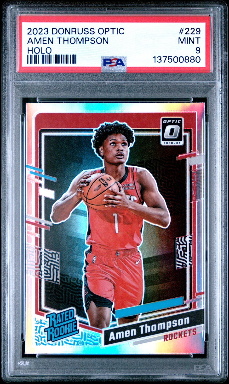 2023 PANINI DONRUSS OPTIC HOLO #229 AMEN THOMPSON PSA 9