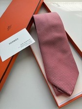 New Unused Hermes Tie Popular H Logo Red Color with Box