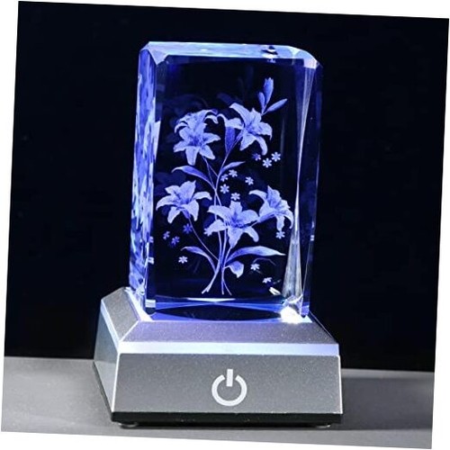 Birthday Gifts for Her Women Mom Crystal Glass Cube Flower Decor Lily