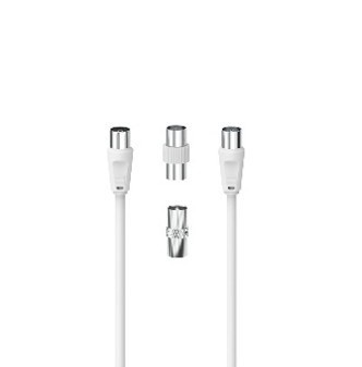 Hama Antenna Connection Kit Antenna Cable 5m 2 Coax Adapters 3 Part White