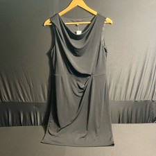 Ann Taylor Black Sleeveless Cowl Neck Ruched Sheath Dress