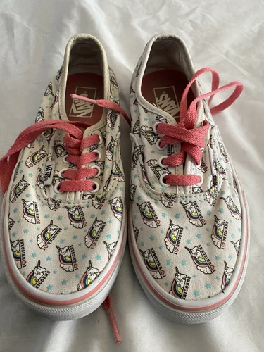 Mocassini stringati Vans Off The Wall unicorno arcobaleno design bulldog ragazze taglia 3