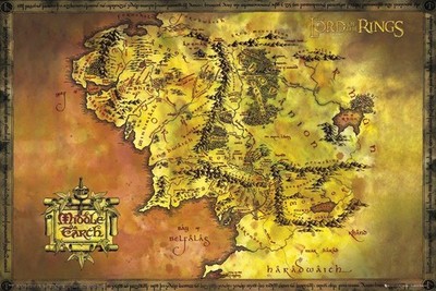 Poster Studio B - Lord of the Rings Map Movie LOTR 24x36'' Wall Art P2647