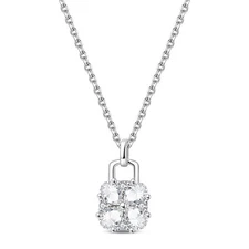 KUNSIR 925 Sterling Silver Crystal Lock Pendant Necklace For Women Jewelry Gifts