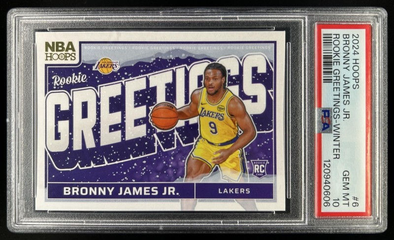 2024-25 Panini Hoops Bronny James Jr. Rookie Greetings RC Winter #6 PSA 10