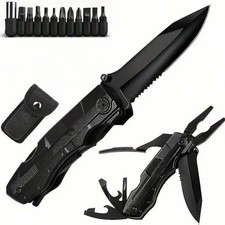 Multi-function Pliers Tool with Folding Knife and Bits   Outdoor Utility