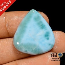 29.00 Cts Natural Indian Larimar Loose Gemstone Pear Unique Cabochon 25X23X5 mm
