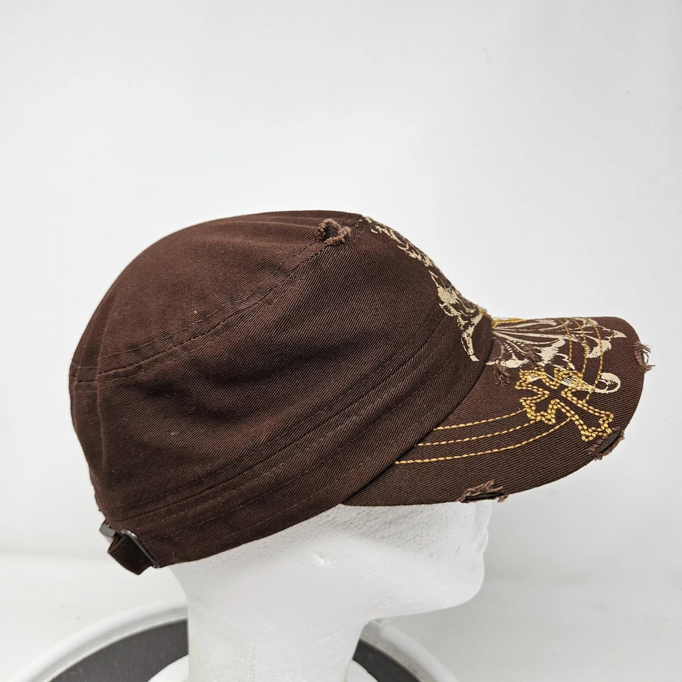 Leader LOGA 帽子带背棕色水钻十字架刺绣男式 — 第 3/4 张图片