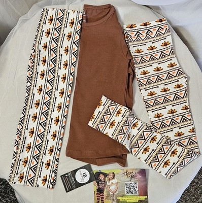UNIQUE BABY SHOP Brown White Orange Black Halloween/Thanksgiving Leggings/Shirt 