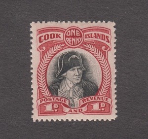 Cook Islands 1932.  One Penny. Captain James Cook. MLH OG. Scott #85