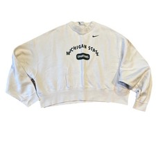 Nike Michigan State Womens Crop Oversize Sweatshirt Size Uk M Grey Nike Campus