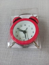 Mini Reloj Despertador Doble Campana Rojo Movimiento Cuarzo