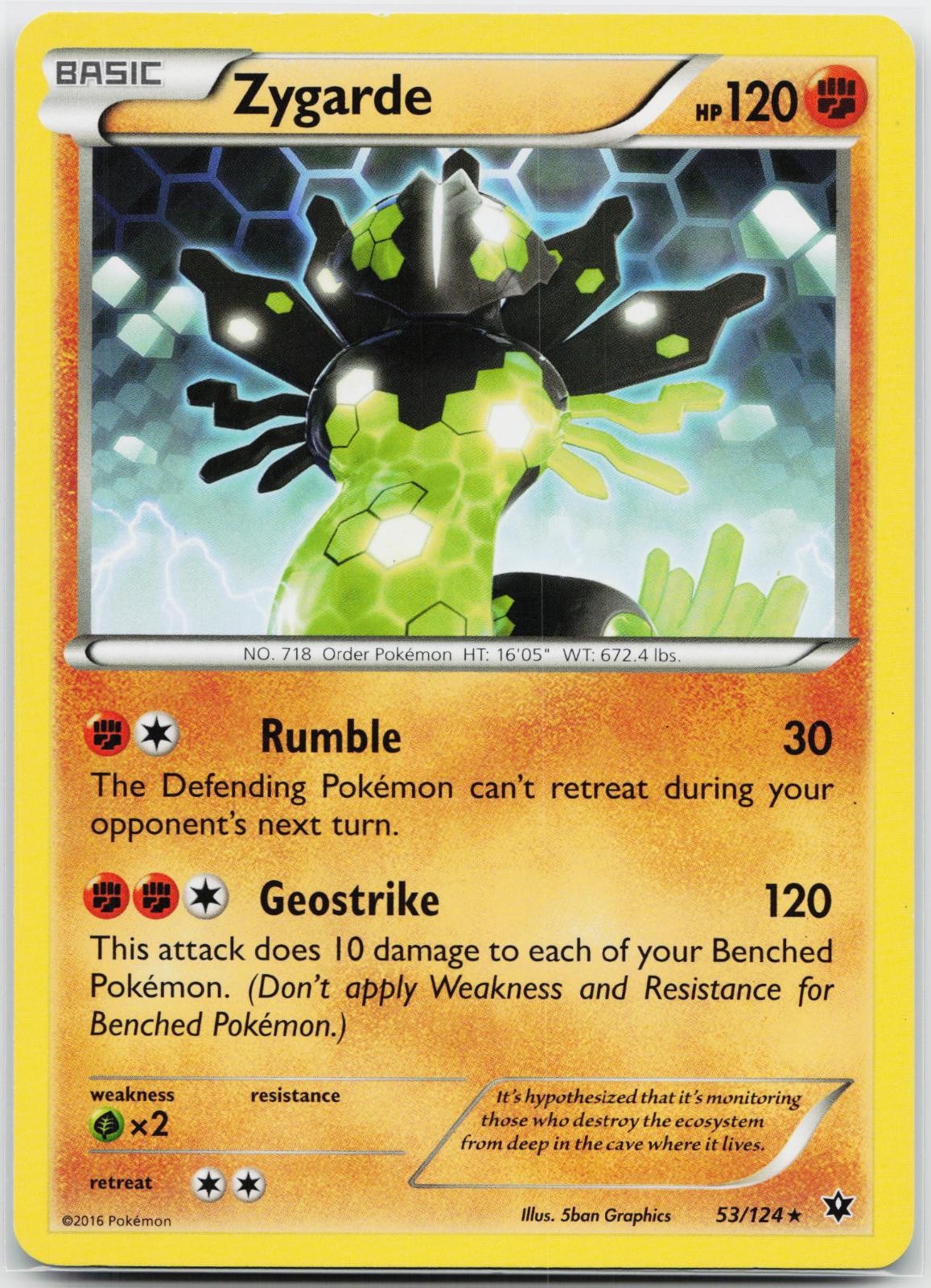 Zygarde 53/124 Rare Fates Collide Pokemon Lightly Played