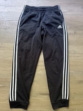 Adidas Black Boys Youth Sweat Pants Joggers White Striped Pockets XL 18 20