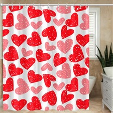 72x72 In Valentines Shower Curtain Day Red Hearts Decoration Large Heart