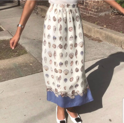 Vtg 90s Seashell Wrap Skirt Resort Dress Boho Long Maxi Shell Cottagecore