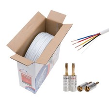 500FT 16/4 AWG White Speaker Wire CL2 CCA Audio Cable  4 Free Banana Plugs