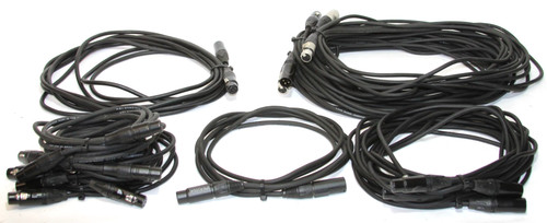 12pc Pro Audio XLR Microphone Cable LOT 5ft 10ft 15ft 20ft 25ft CBI REAN LiveWir