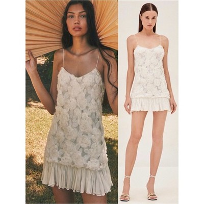 ALEXIS Blanc Floral Applique Mini Dress Ivory White NEW with tag