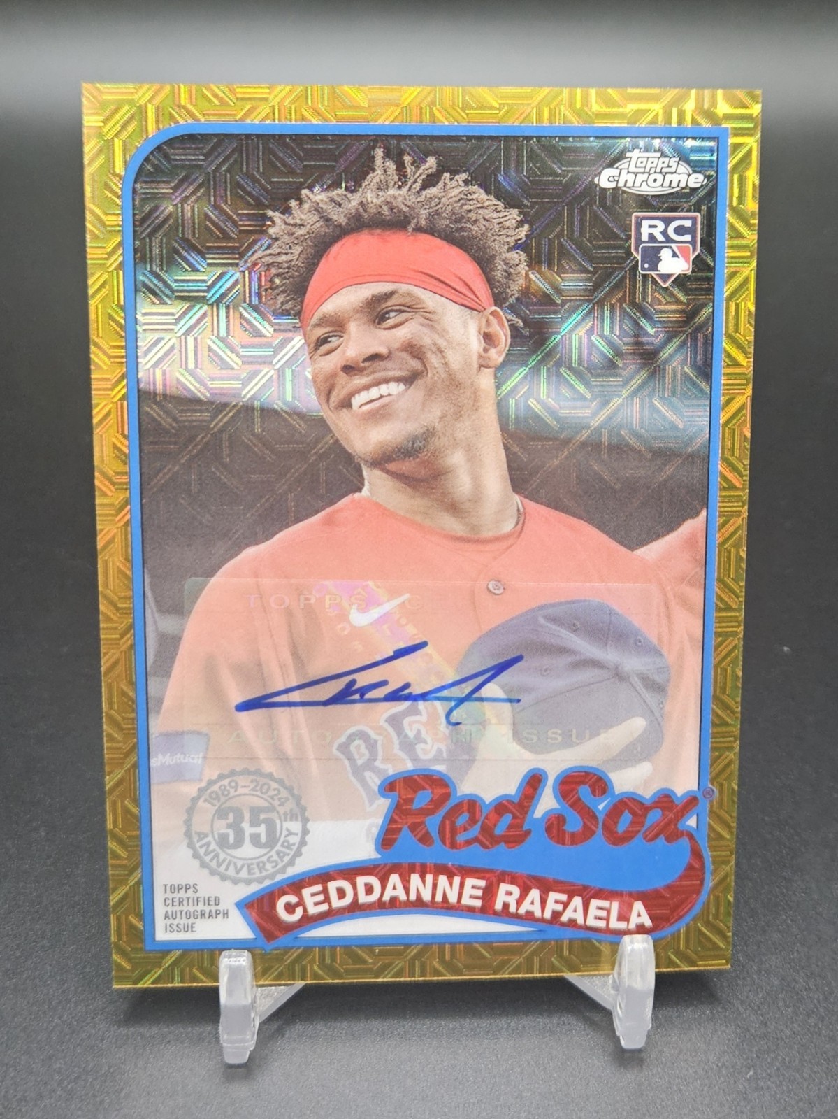 Ceddanne Rafaela 2024 Topps Series 1 Silver Pack Gold Refractor Auto /50 RC SP