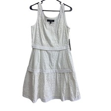 Nine West Eyelet Dress Springtime Dreams Sleeveless White Dress Size 12