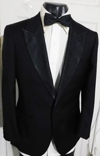 SUITSUPPLY LAZIO SUPER 110'S SIZE 38 SHORT BLACK 1 BUTTON WOOL TUXEDO JACKET