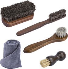 5 PCS Leather Brush Car Detailing, Horse Hair Brush, Car Cleaning Supplies, Car