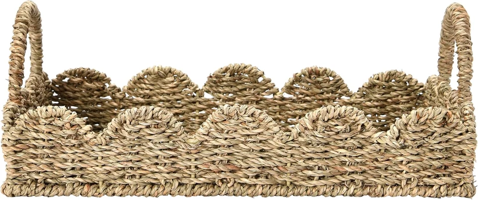 Household Essentials Seagrass Tray with Scalloped Edge, Natural - Image 3 of 4