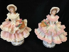 Dresden Karl Heinz Klette Porcelain Lace Figurine Made In Germany 2 Pcs