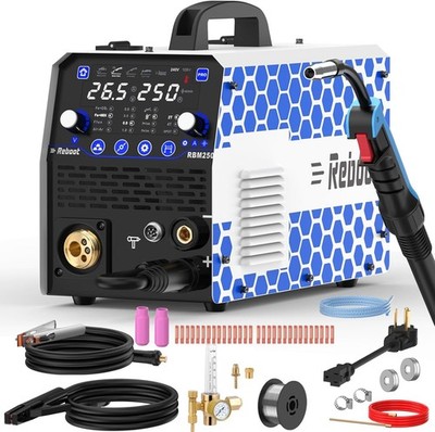 RBM2500 PRO and CO2 Gas Regulator,Reboot 250Amp 8-in-1 MIG Welder,w/Gas MIG