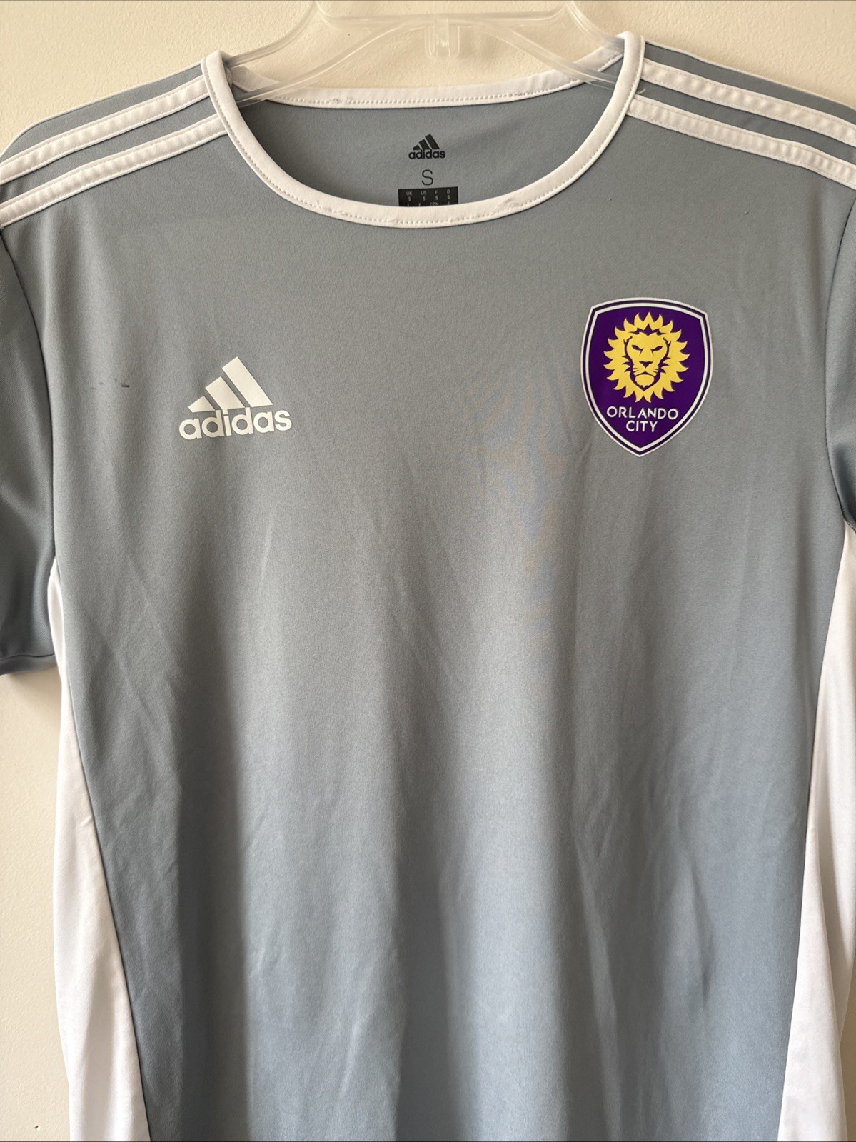 MLS Classic Orlando City Soccer Club Training Jersey Sz S Adidas Adizero Gray thumbnail 2