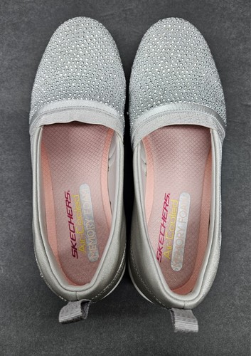 Scarpe comode slip on SKECHERS Arya Shine And Glow da donna taglia 7,5 M grigio argento - Foto 3 di 7