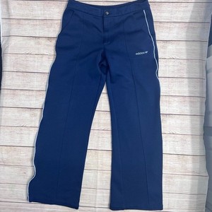 Adidas Vintage Track Pants Size Sm Navy Blue White Stripe Trefoil Logo Y2k Flare