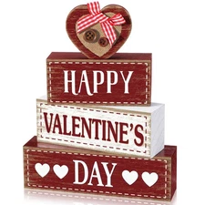 Best Marsui 4 Pcs Valentine's Day Wooden Signs Heart Truck Table Decor Rustic