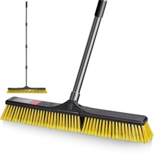 MASTERTOP Heavy Duty Garden Broom Long Handle 24 Inch Yellow Broom, 