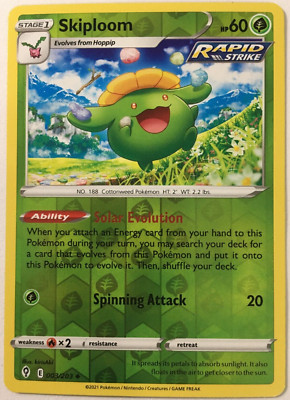 POKEMON SKIPLOOM 003/203 EVOLVING SKIES UNCOMMON REVERSE HOLO NEAR MINT
