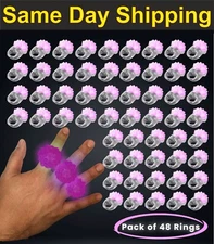 LED Light Up Flashing Pink Jelly Bumpy Rings - Pack of 48 By Party Glowz