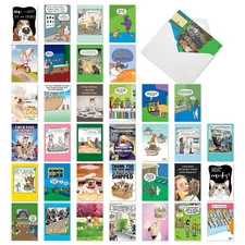 36 Assorted Set Funny Birthday Cards with Envelopes (36 Designs) Bday Pet Party