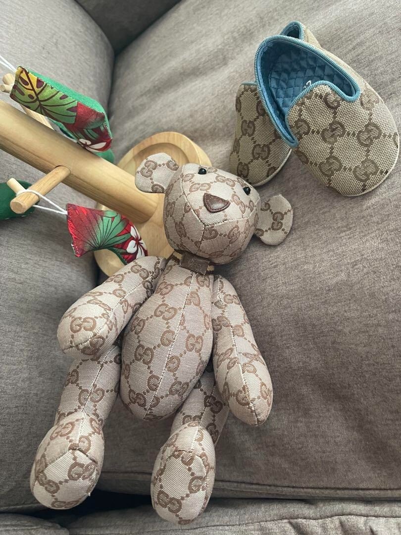 GUCCI GGパターン ぬいぐるみ GUCCI GG Pattern Monogram Teddy Bear Beige Canvas Plush Doll