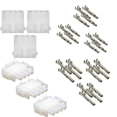 Molex MLX Connector - Complete Molex 4 Wire Connector Set with Pins   3 SETS