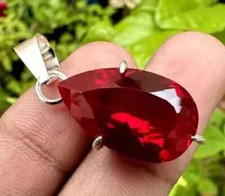 24.60 Ct Natural Red Ruby Pear Cut 925 Solid Silver Certified Gemstone Pendant