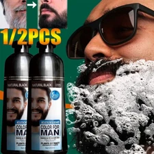 MOKERU Permanent Men Beard Hair Color Dye Tint Moustache Black Darkening Shampoo