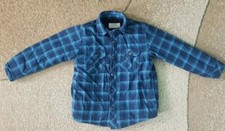 Boston Traders Boys Shirt Jacket Sherpa Lined Plaid Button-up Blue Sz XS/5-6 y.o