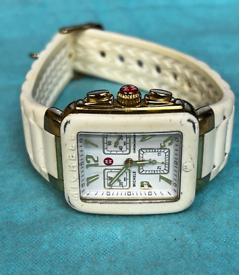 Michele Park Jelly Bean Chronograph Women's White Watch Gold