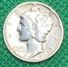 1941- Mercury Dime - U.S. 10 cents silver coin 90% Silver War Era